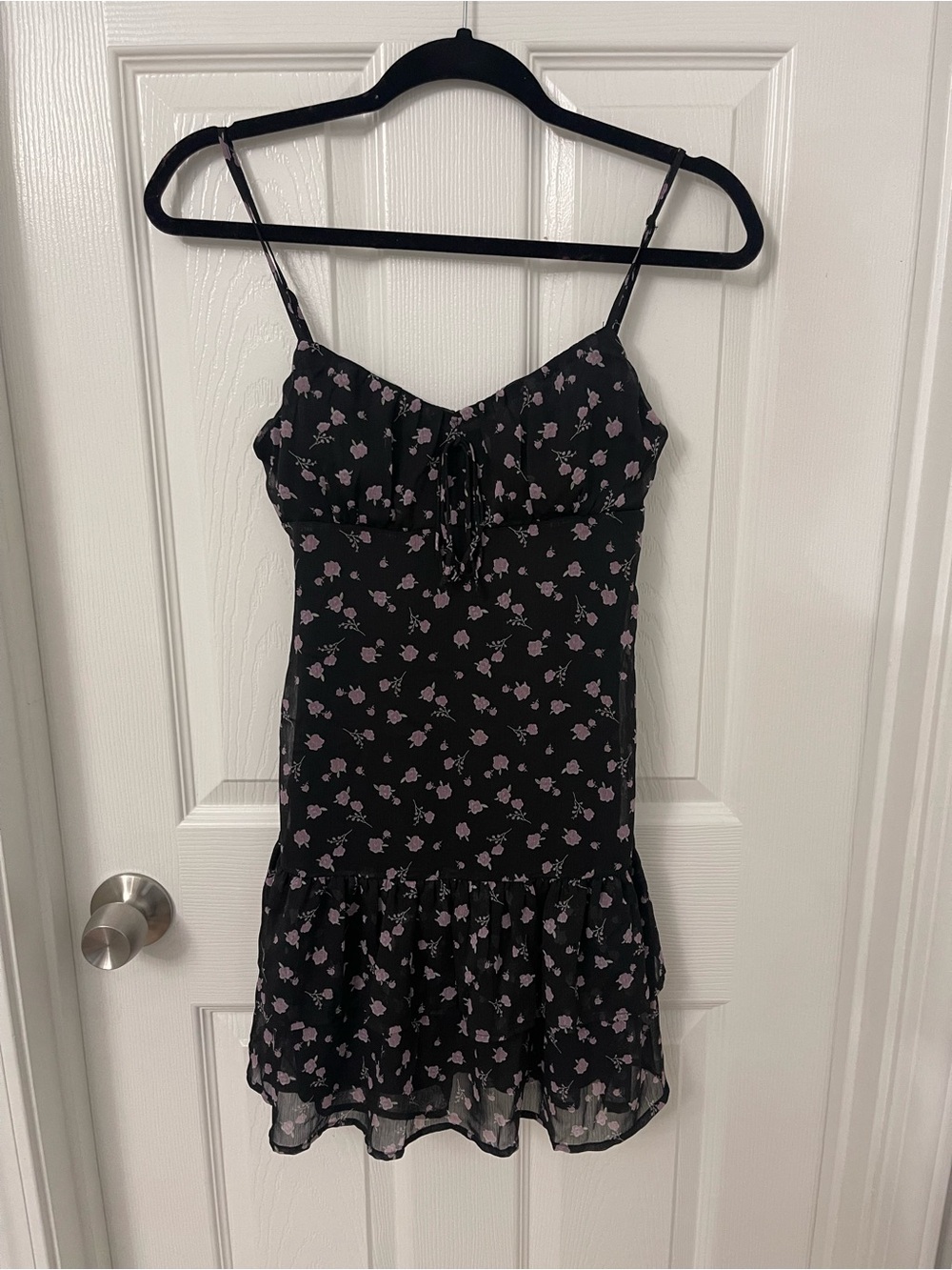 Full Tilt Black Mini Dress with Pink Floral Print XS